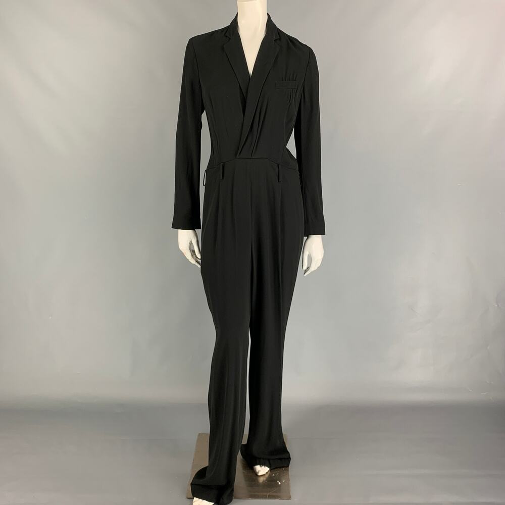 RALPH LAUREN Collection Size 8 Black Viscose Acetate Jumpsuit
